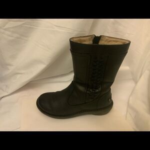 Womens Black Suede Ugg 1006083 Boots Size 6 Side Zip & Braided